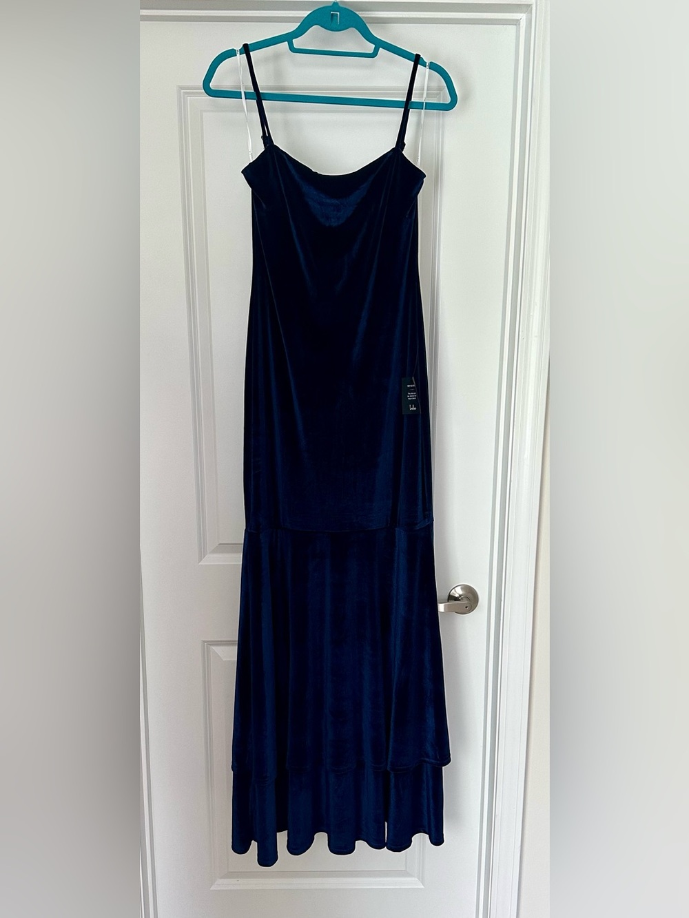 Lulus Navy Blue Velvet Maxi Slip Dress NWT